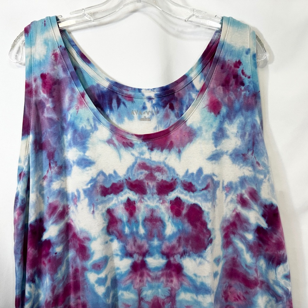 Ava & Viv Plus Size 2X Tank Top Tie‎ Dye Handmade Blue Purple Hippie Boho 1779 - Picture 3 of 10